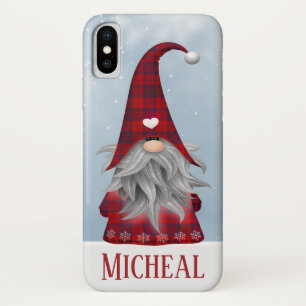 Personalized Black & Red Buffalo Plaid Holiday Elf Case-Mate iPhone Case