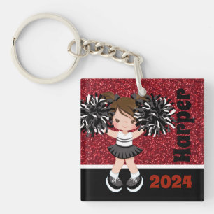 Personalized Black & Red Cheerleading Keychain