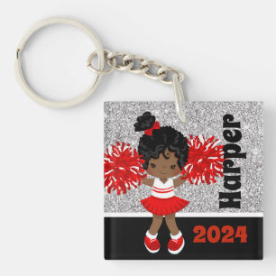 Personalized Black & Red Cheerleading Keychain