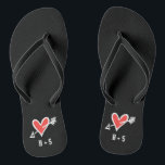 Personalized Black & Red Love Heart Flip Flops<br><div class="desc">Love heart wedding flip flops which can be personalized with the couple's initials.</div>