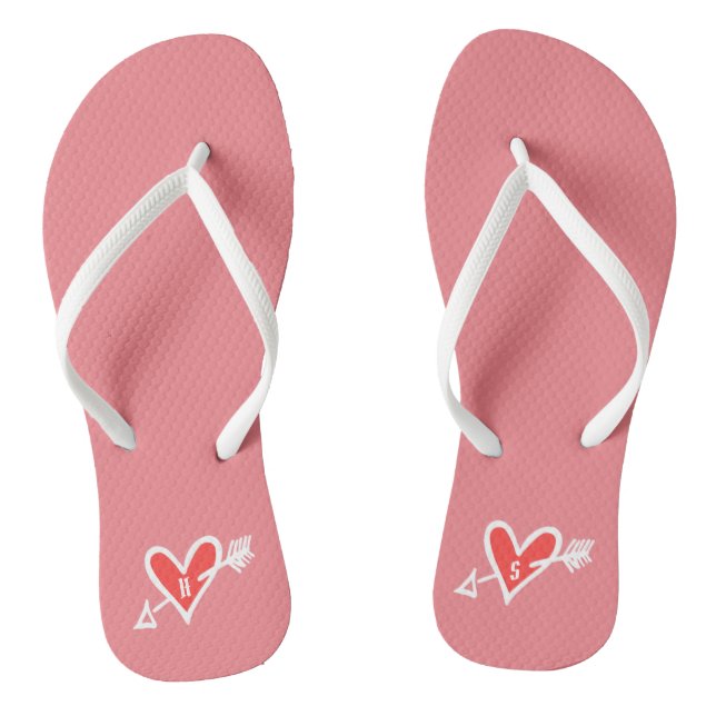 Personalized Black & Red Love Heart Flip Flops  (Footbed)