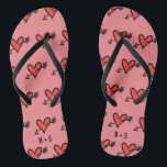 Personalized Black & Red Love Heart Flip Flops<br><div class="desc">Love heart wedding flip flops.</div>