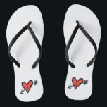 Personalized Black & Red Love Heart Flip Flops<br><div class="desc">Love heart wedding flip flops which can be personalized with the couple's initials.</div>