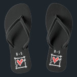 Personalized Black & Red Love Heart Flip Flops<br><div class="desc">Love heart wedding flip flops which can be personalized with the couple's initials.</div>
