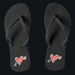 Personalized Black & Red Love Heart Flip Flops<br><div class="desc">Love heart wedding flip flops which can be personalized with the couple's initials.</div>