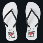 Personalized Black & Red Love Heart Flip Flops<br><div class="desc">Love heart wedding flip flops which can be personalized with the couple's initials.</div>