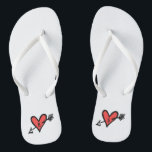 Personalized Black & Red Love Heart Flip Flops<br><div class="desc">Love heart wedding flip flops which can be personalized with the couple's initials.</div>