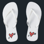 Personalized Black & Red Love Heart Flip Flops<br><div class="desc">Love heart wedding flip flops which can be personalized with the couple's initials.</div>