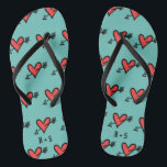 Personalized Black & Red Love Heart Flip Flops<br><div class="desc">Love heart wedding flip flops.</div>