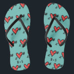 Personalized Black & Red Love Heart Flip Flops<br><div class="desc">Love heart wedding flip flops.</div>