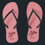 Personalized Black & Red Love Heart Flip Flops<br><div class="desc">Love heart wedding flip flops which can be personalized with the couple's initials.</div>