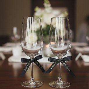 Personalized Black Ribbon with Gold Name Text Satin Ribbon