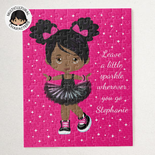 Personalized Black Rocking Ballerina Jigsaw Puzzle