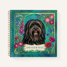 Personalized Black Tan Lhasa Apso Square Notebook