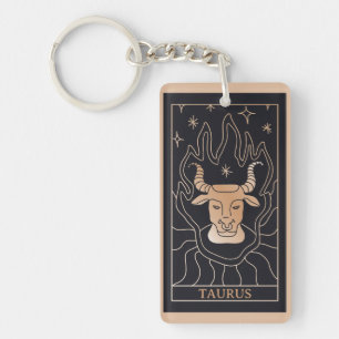 Personalized Black Taurus Zodiac Sign  Key Ring
