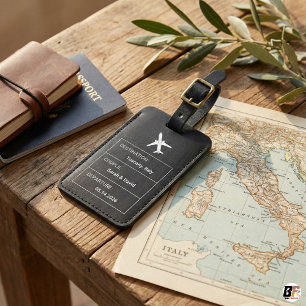 Personalized Black Tuscany Honeymoon & Wedding Cou Luggage Tag