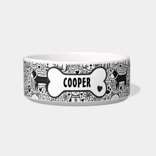 Personalized Black & White Doodle Bowl
