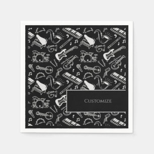 Personalized Black & White Instruments 2 Napkin