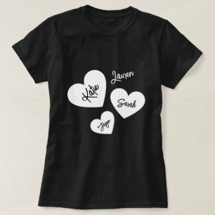 Personalized Black & White Mother's Hearts T-Shirt