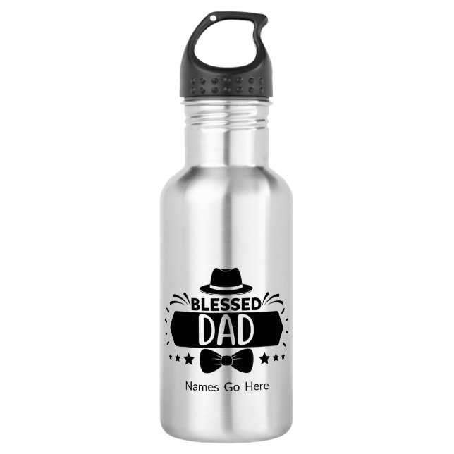 Personalized Blessed Dad Water Bottle (Front)