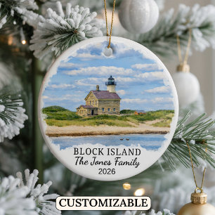 Personalized Block Island Ornament, Rhode Island Ceramic Tree Decoration
