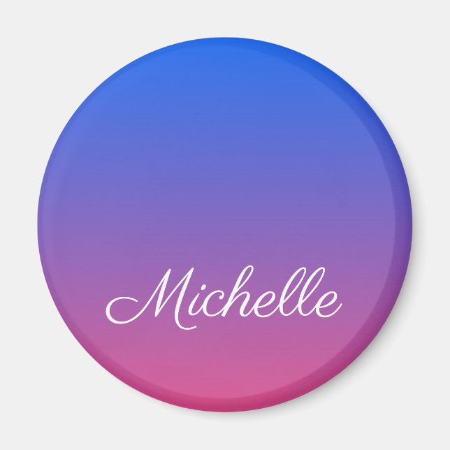 Personalized blue and pink gradient name magnet (Front)