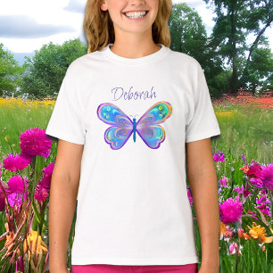 Personalized Blue and Purple Butterfly T-Shirt