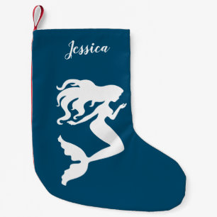 Personalized Blue and White Mermaid Stocking