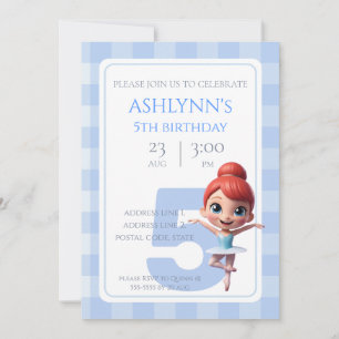 Personalized Blue Ballerina Dance Party Birthday Invitation