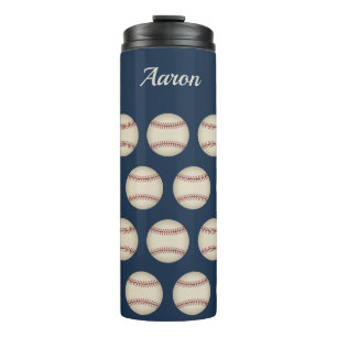 Personalized Blue Baseball Thermal Tumbler Gift