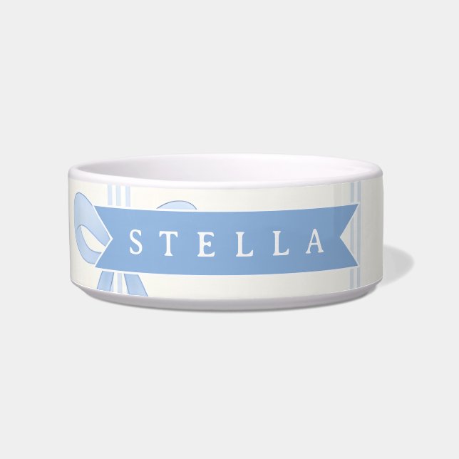 Personalized Blue Bow Coquette Name Aesthetic Bowl (Front)