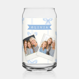 Personalized Blue Bow Coquette Name Aesthetic Can Glass