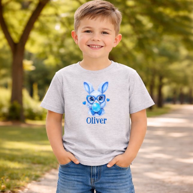 Personalized Blue Bunny Toddler Boy T-Shirt (Creator Uploaded)