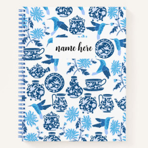 Personalized Blue Chinoiserie Notebook
