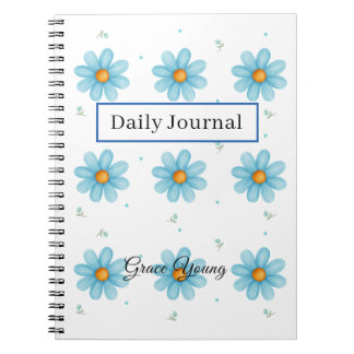 Personalized Blue Daisy Notebook Custom Name