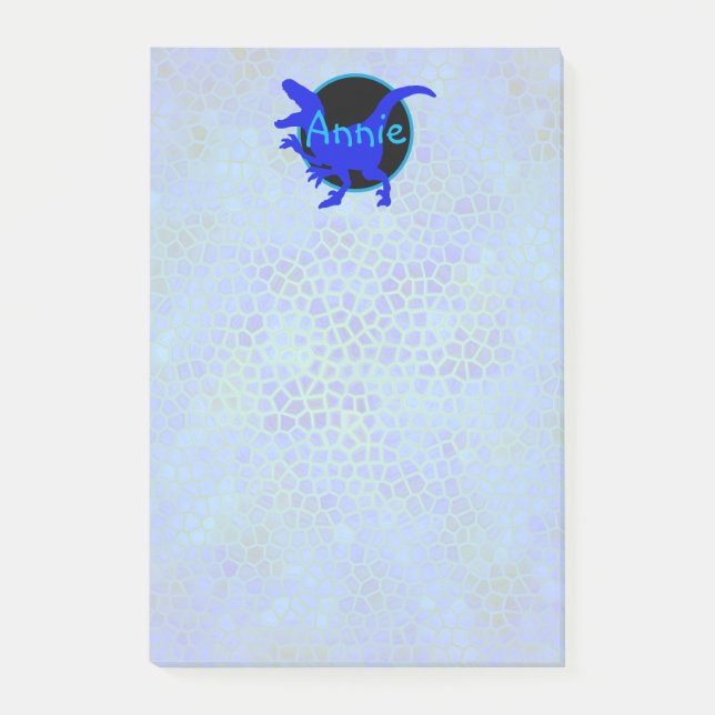 Personalized Blue Dinosaur  Post-it Notes (Front)