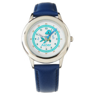 Personalized Blue Dinosaur Time-Teaching Design Watch