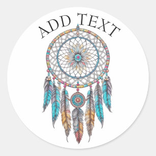 Personalized Blue Dreamcatcher Mystical Classic Round Sticker