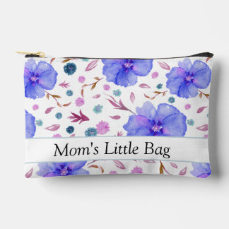 Personalized Blue Floral Accessory Pouch