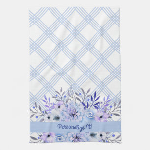 PERSONALIZED Blue Floral Kitchen Towel