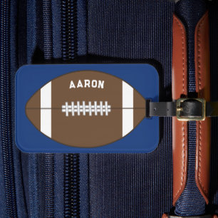 Personalized Blue Football Luggage Tag Gift