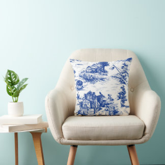 Personalized Blue French Toile Cushion