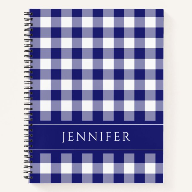 Personalized Blue Gingham Notebook (Front)