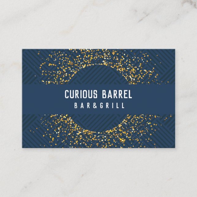 Personalized Blue Gold Glitter Business Cards (Front)