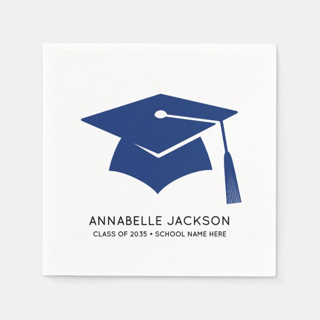 Personalized Blue Graduation Napkin (Front)