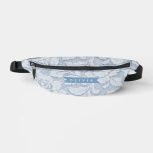 Personalized Blue Lace Floral Elegant Romantic Bum Bags