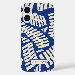 Personalized Blue Leaf Pattern iPhone Case