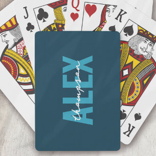 Personalized Blue Monogram  Playing Cards