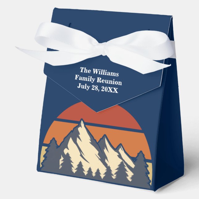 Personalized Blue Mountain Sunset Party Favour Box (Front)