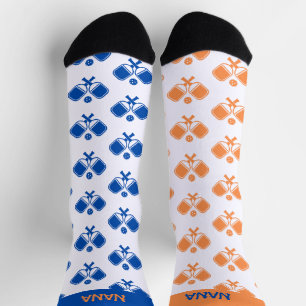 Personalized Blue Orange Odd Pickleball Socks